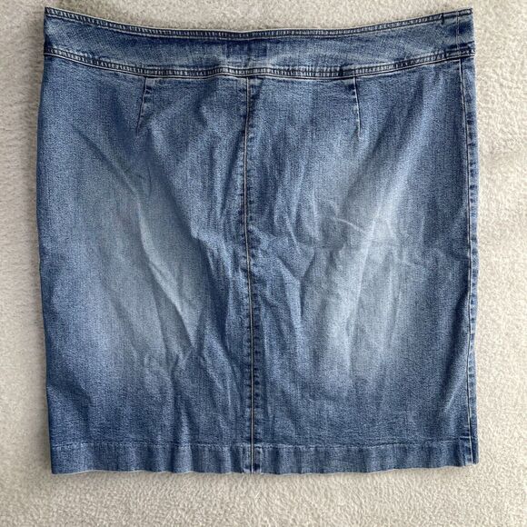 VTG Lauren Jeans LRL Denim Skirt Womens sz 18W Black Midi Aline Hong Kong READ - Picture 12 of 15